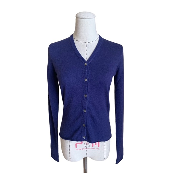 90s Laundry 100% Cashmere Cardigan Sweater Blue Purple size Small - Picture 1 of 8